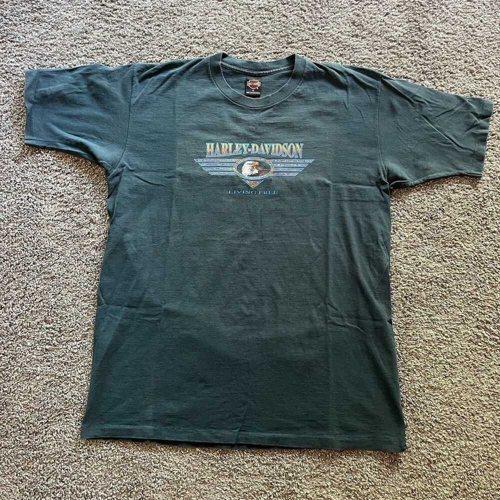 VTG 90s Harley Davidson Living Free T Shirt Faded Biker Moto Frederick MD Sz XL